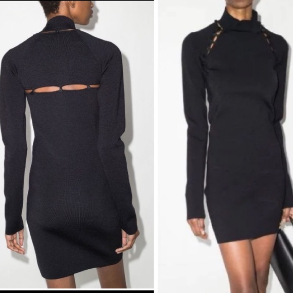 NWT Nanushka Ilona Halter Neck Black Mini Dress Size XL - Picture 1 of 16